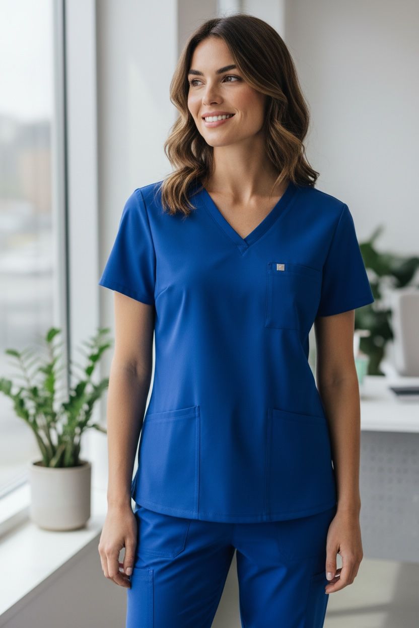Women's Matrix Double V-Neck Royal Blue Top